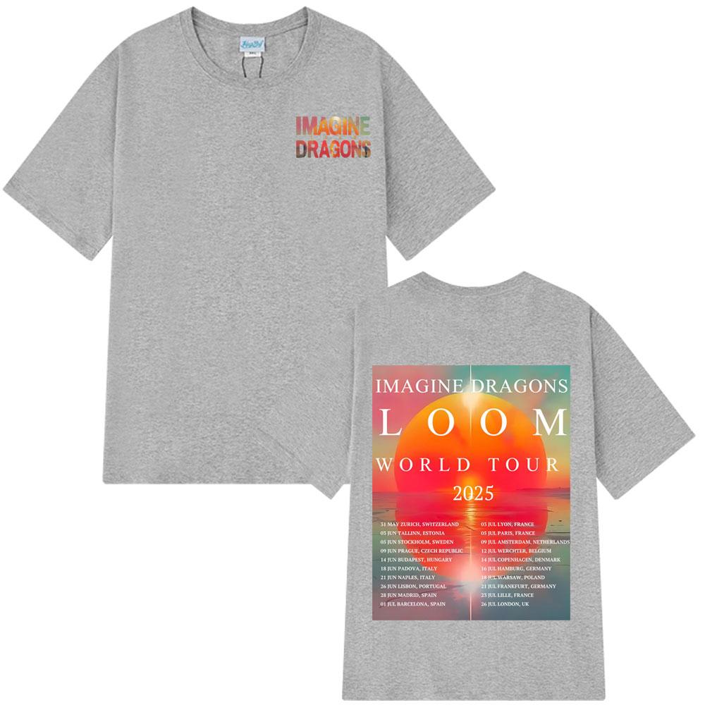 Imagine Dragons Band Loom Tour 2025 T-Shirt Men's Fashion Hip Hop Short Sleeve Oversized Soft Cotton Simple T Shirt Streetwear