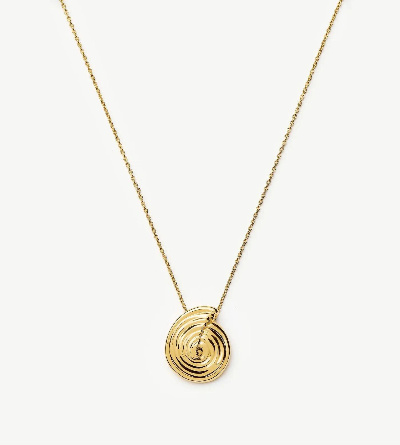 Coastal Style Spiral Gemstone Pendant Necklace - Copper & Gold Plated Design