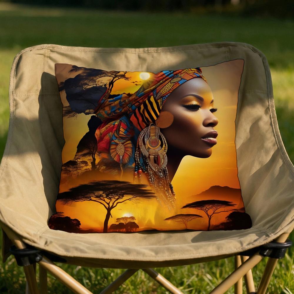 African American Woman Cushion Cover Soft Reversible  Durable Pillow Cover  MultiScene Use for Home  Car Daily Comfort