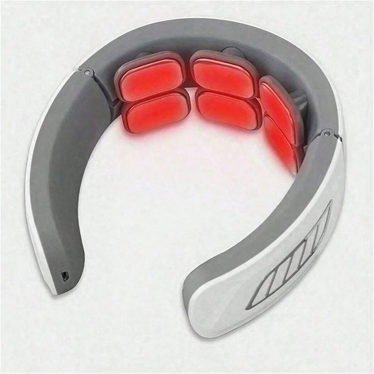 Binchi Health Electronics White Ems Electric Cervical Spine Massager Neck Shoulder Massage Vertebra Relax Automatic Heating Relief Rechargeable Ems