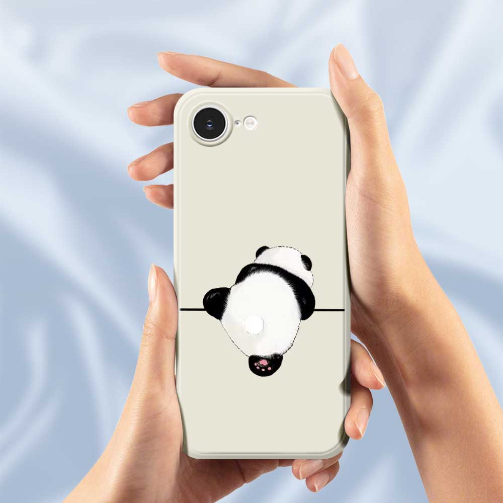 For iPhone 16e Case Panda Back Pattern Printing Straight Edge TPU Phone Back Cover