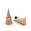 5Pcs Simple Solid Wood Rings Display Stand Organizer Cone Shape Jewelry Display Rack Finger Trinket Stand Showcase