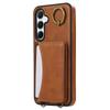 For Samsung Galaxy A55 5G PU Leather Back Case Card Holder Kickstand Phone Cover with Wrist Strap
