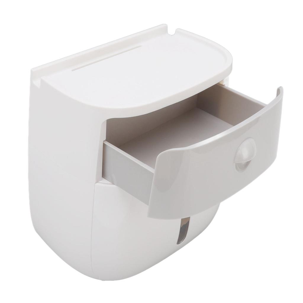 Tissue Holder Wall Mounted Toilet Paper Box Waterproof Roll Paper Storage Box With Push Button Gray White