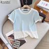 Womens Casual Crochet Patchwork Summer Short Sleeve T-Shirts