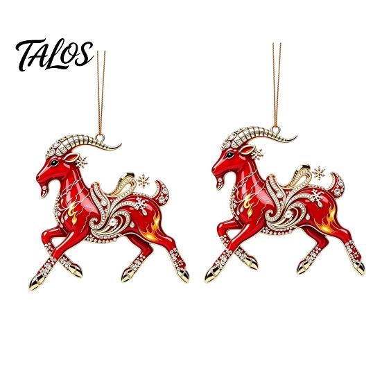 Party Ornament Supplies 2 Pcs Zodiac Animals Christmas Ornaments, 2D Acrylic Red Animal Hanging Festival Ornaments Decorations, Chinese New