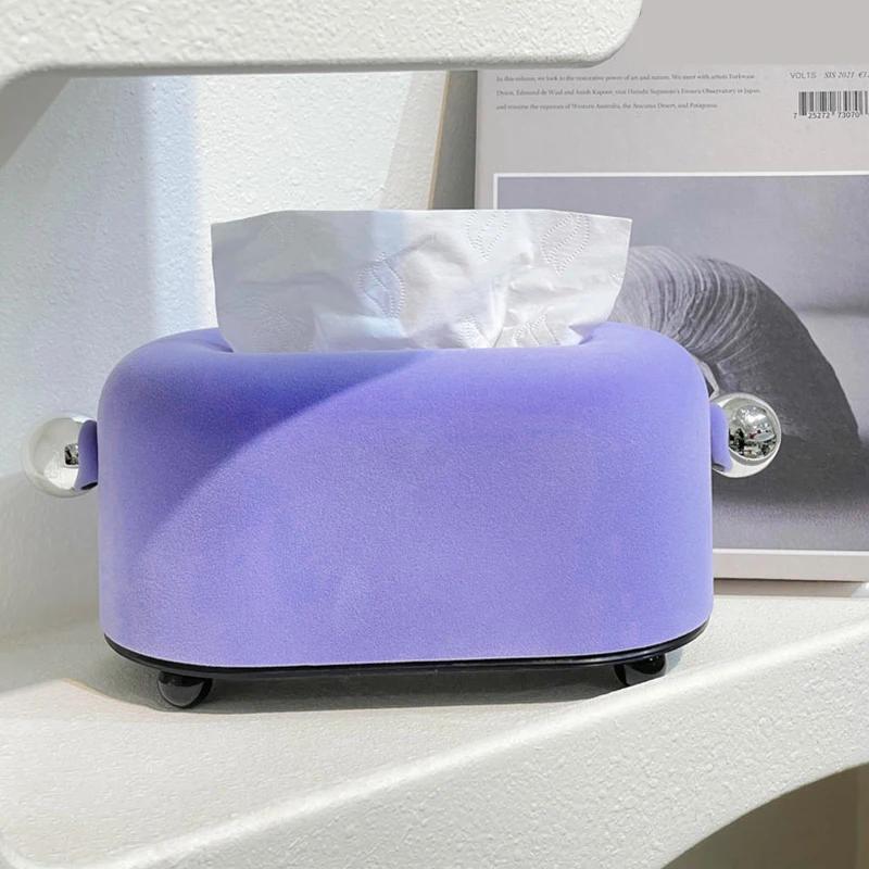 Retro Olive Green Tissue Box Holder Creative Desktop Decor Velvet Napkin Storage Box Living Room Decoration Tissue Boxes