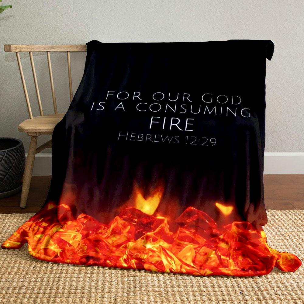 

Hebrews 12:29 Religious Throw Blanket Printed Blanket for Living Room Bed Couch lunch break Soft Cozy Blanket for Friend s festival Gift 80cm x 120cm
