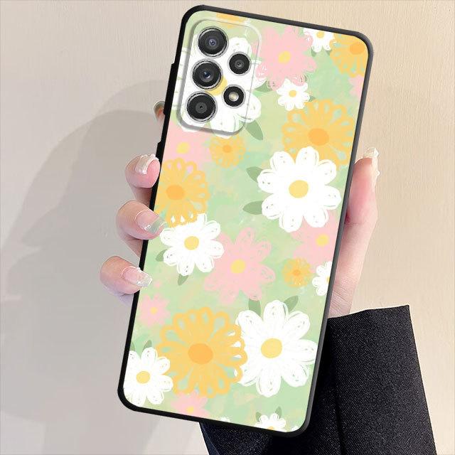 

Черный мягкий чехол для телефона Samsung Galaxy A13 A22 A72 A23 A33 A53 A32 A21s A71 A31 A51 A52, чехол с разноцветными цветами Samsung A52s 5G