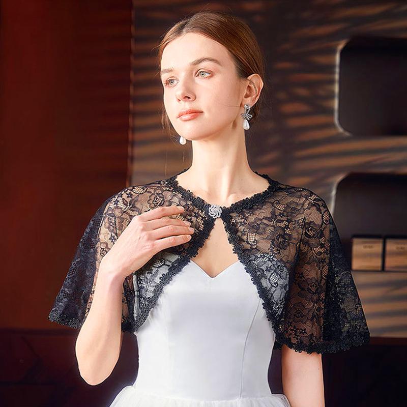 1Pc Diamant-Knopf Mode Mantel Moderne Spitze Schal Einfachheit Sonnenschutz Strickjacke Volltonfarbe Brautkleid