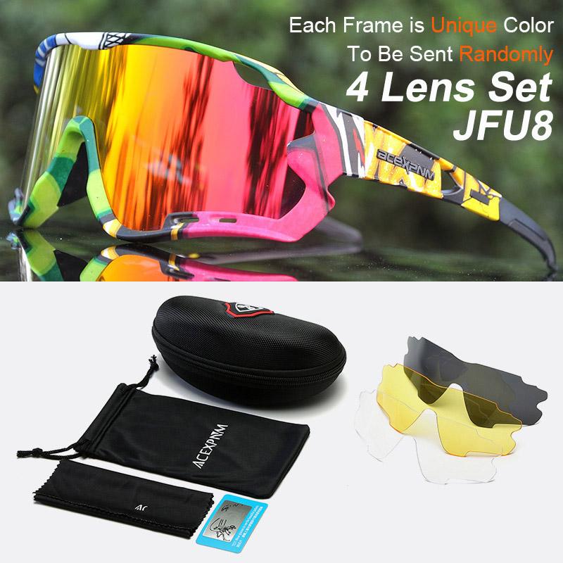 ACEXPNM Gepolariseerde Mountainbike Fietsbril Buiten Sport Fietsbril UV400 4 Lenzen Fietsbril Mannen Vrouwen Zonnebril