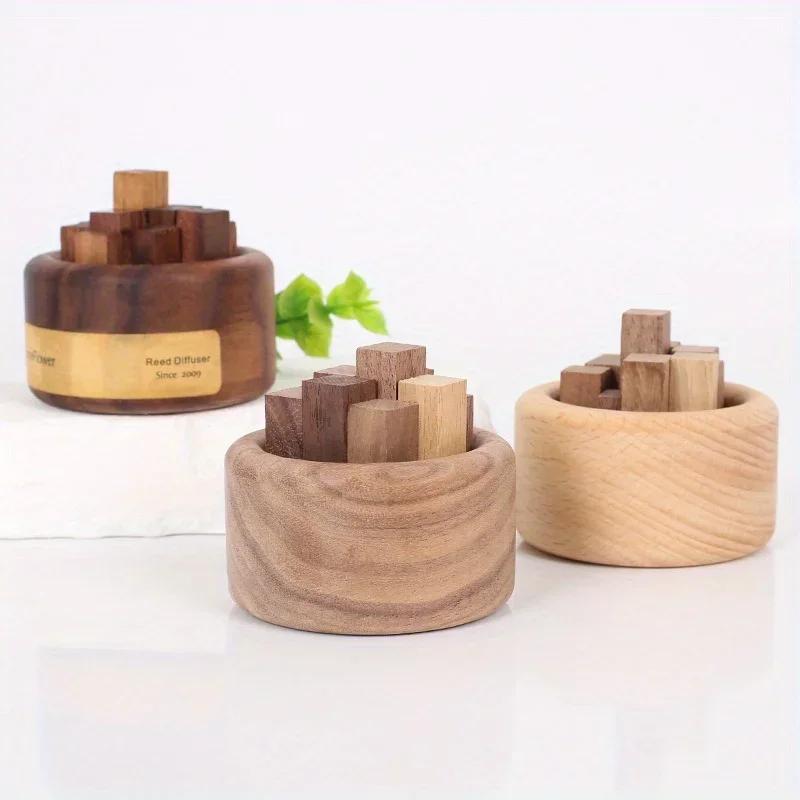 1PC Essential Oil Diffuser Wood Unique Eco-Friendly Fireless Aroma Aromatherapy Fragrance Diffused Home Office Decoration Crafts