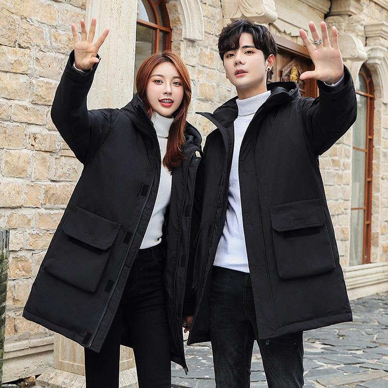 New men's and women's winter clothes men's and women's winter thickened hooded tooling style long coat tide