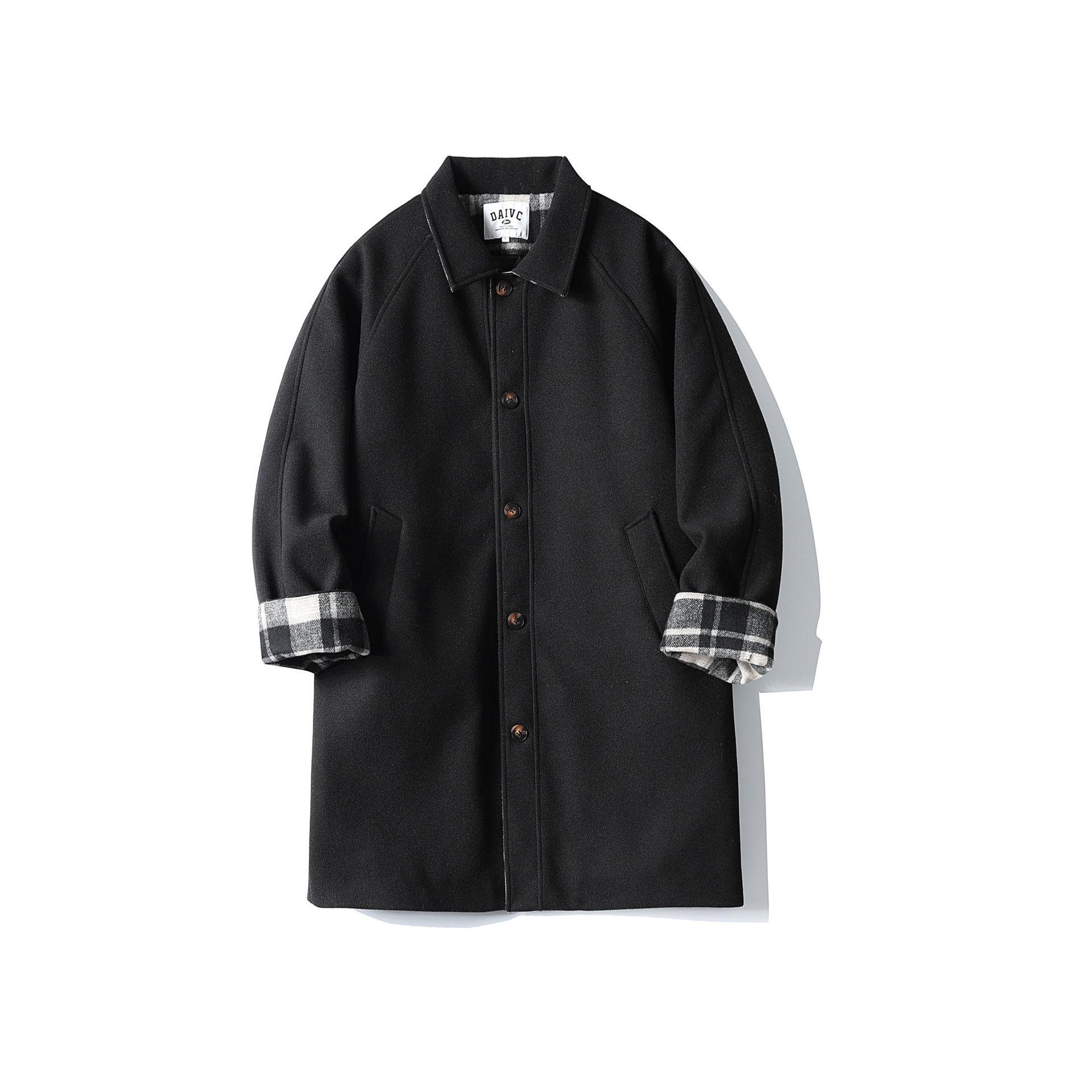 

2025 Men s Korean Style Woolen Mid-Length Autumn/Winter Coat - Warm, Thick, and Loose Fit L