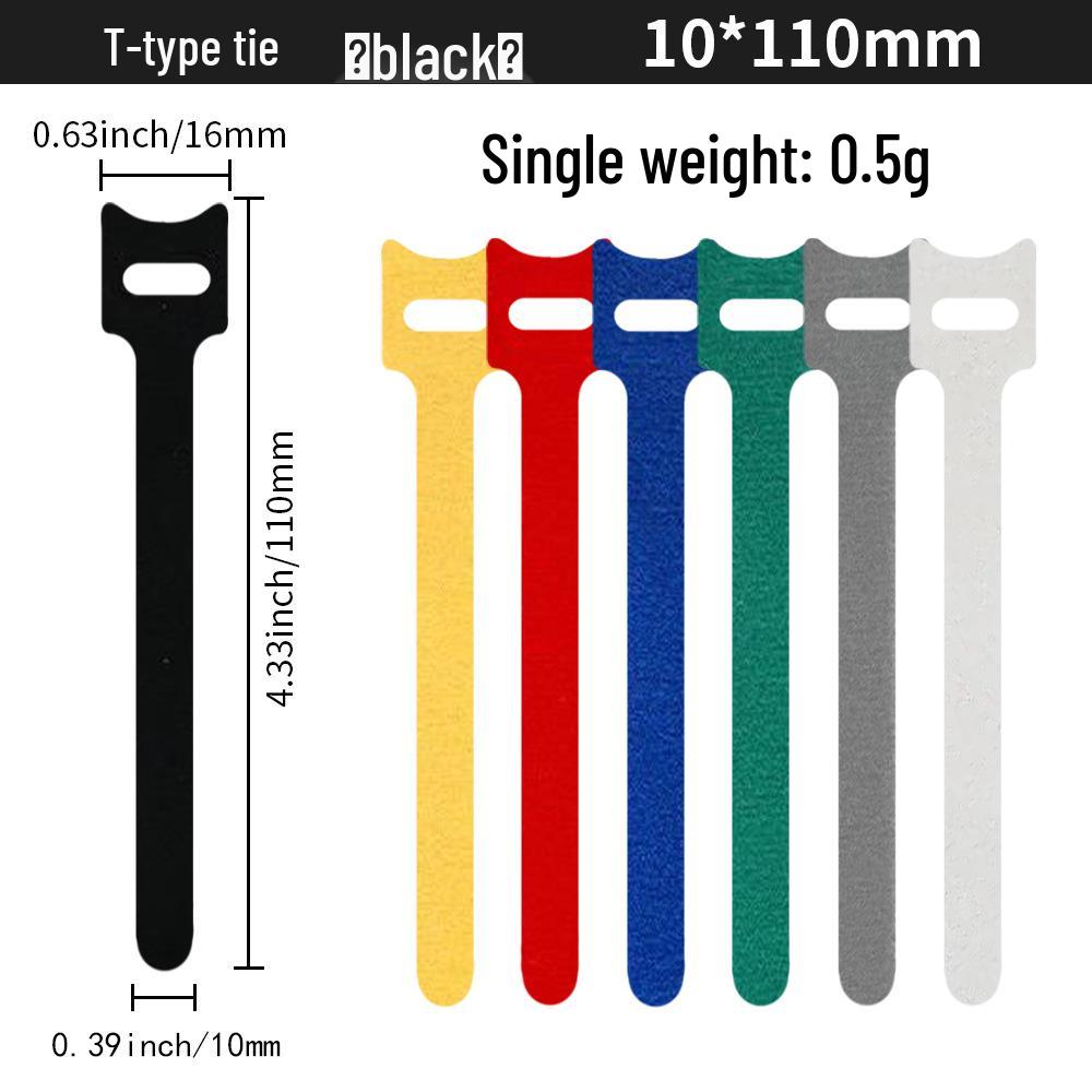 T-Type Magic Tape Cable Ties for Earphones, Data Cables, Organizers, and Network Cables with Back-to-Back Adhesive Straps.