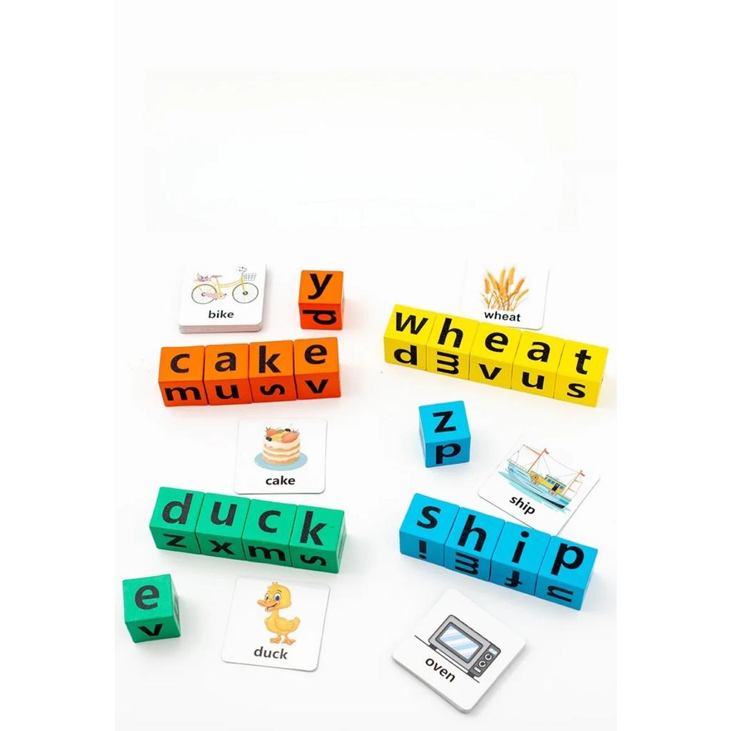 Children's English Card Montessori Wooden English Letter Building Blocks Parent-Child Interaction Spelling Battle Desktop Games