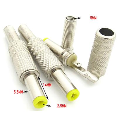2Pcs 5.5X2.5Mm Dc Power Jack Male Plug Metal Connector Adapter With Yellow Head