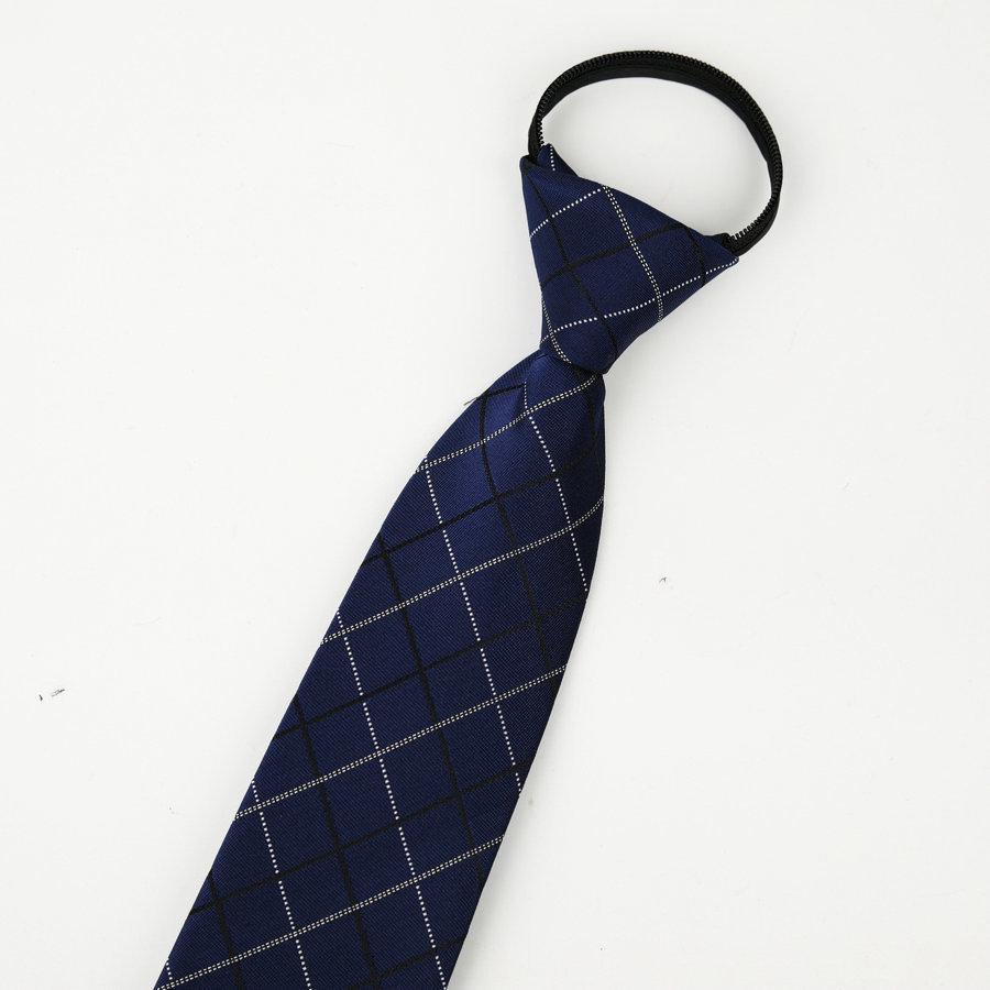 Men's No-Iron Zipper Striped Formal Tie with Logo, 8cm