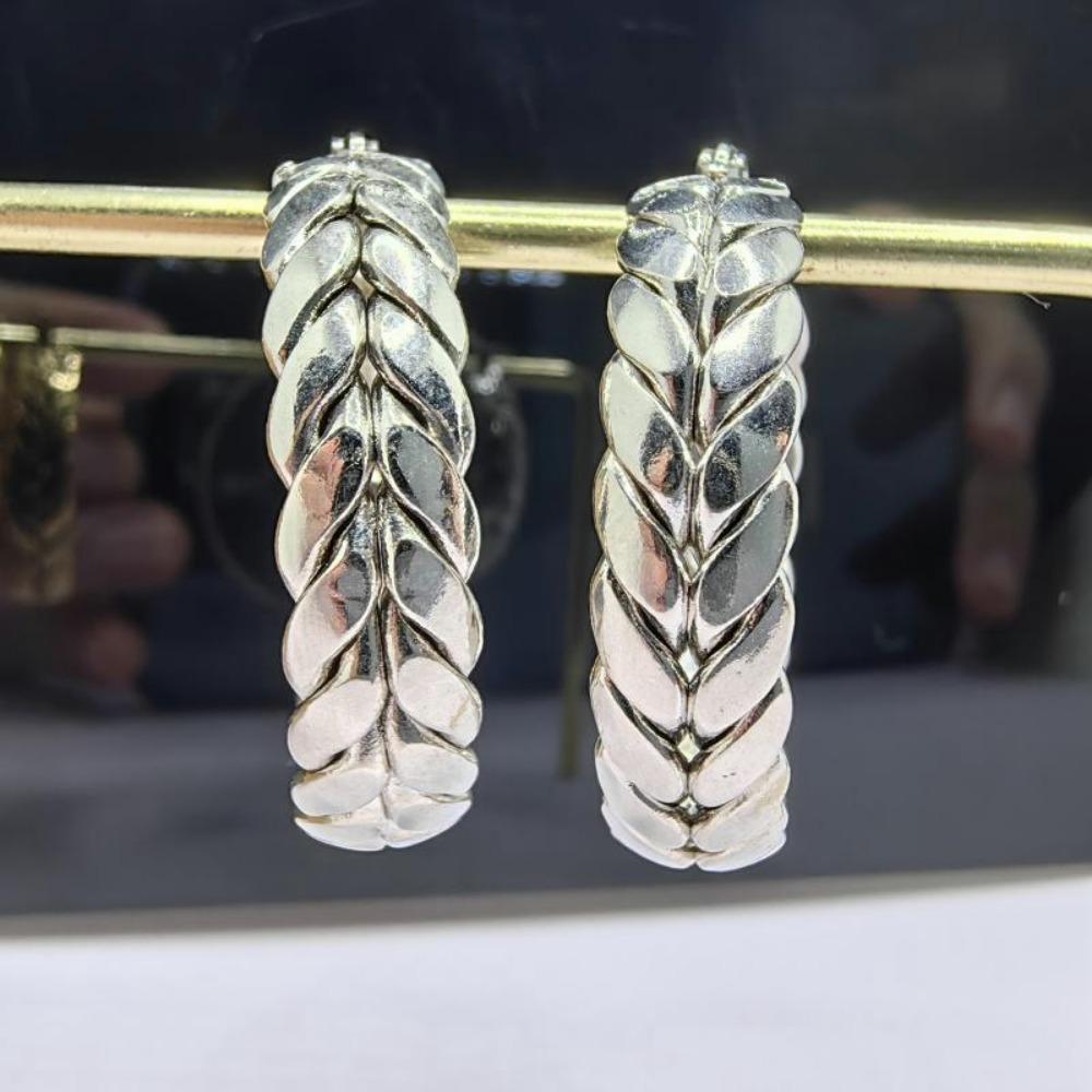 Peace Leaf Hoop Earrings Stainless Steel Wheat Ears European and American Trend Earrings