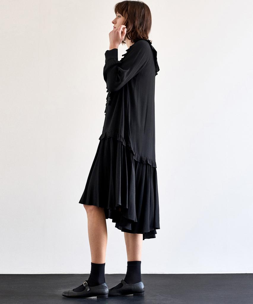 MITTE Pleats Collor Shirring Dress_Bk
