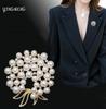 Elegant Pearl Cluster Brooch for Women Classic Round Shape Metal Alloy Base Decorative Pin Accessory for Jackets Sweaters and Dresses