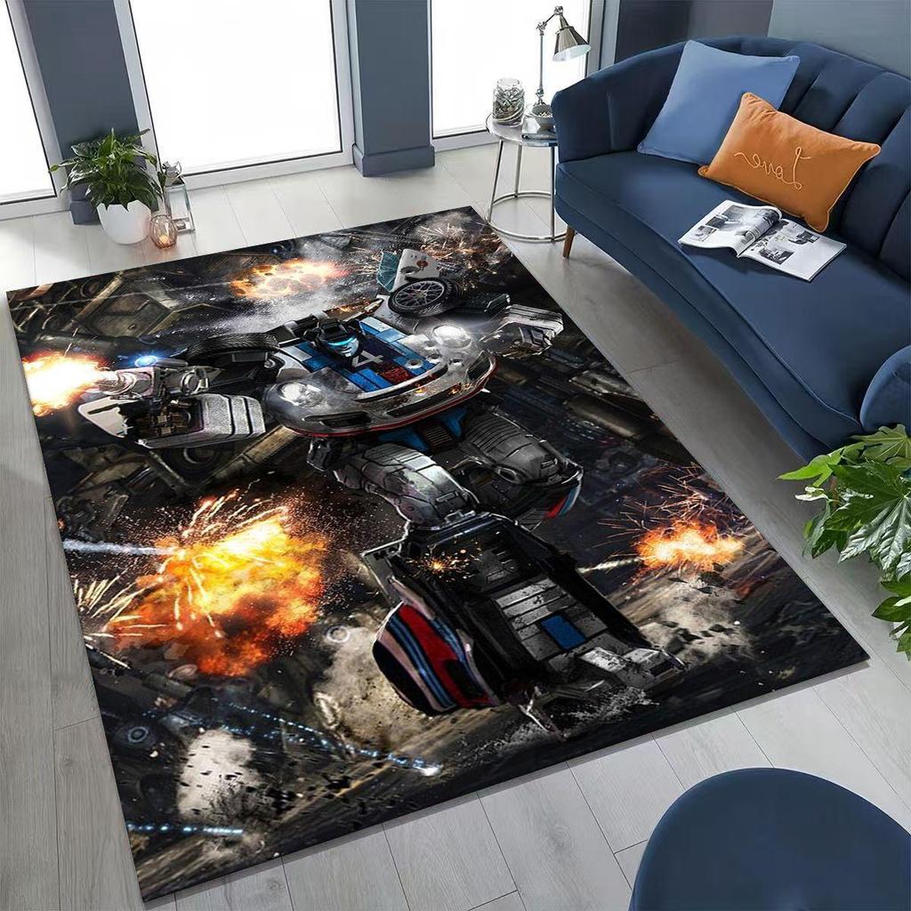 Cartoon T-Transformers Autobots Optimus Prime Rug for Bedroom Living Room Sofa Home Doormat Decor, Large Kids Non-slip Floor Mat