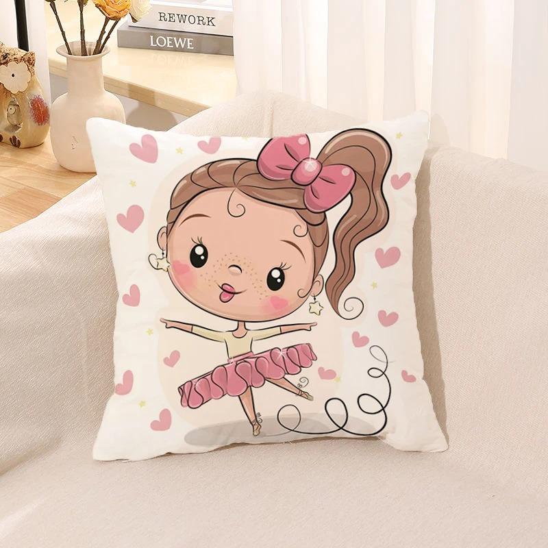 Süßes Mädchen Kleine Prinzessin Bedruckter Kissenbezug Kinderspiel Kinderzimmer Wohnzimmer Sofakissenbezug Heimdeko Geschenk