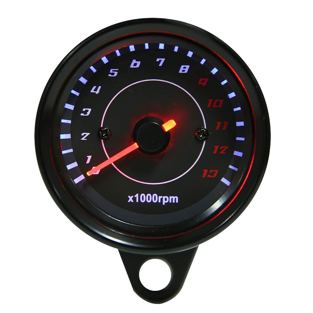 DC 12V Universal Motorcycle Tachometer Electronic Tach Meter Speedometer Gauge LED Backlight 13000 RPM Fit Single Cylinder Motor