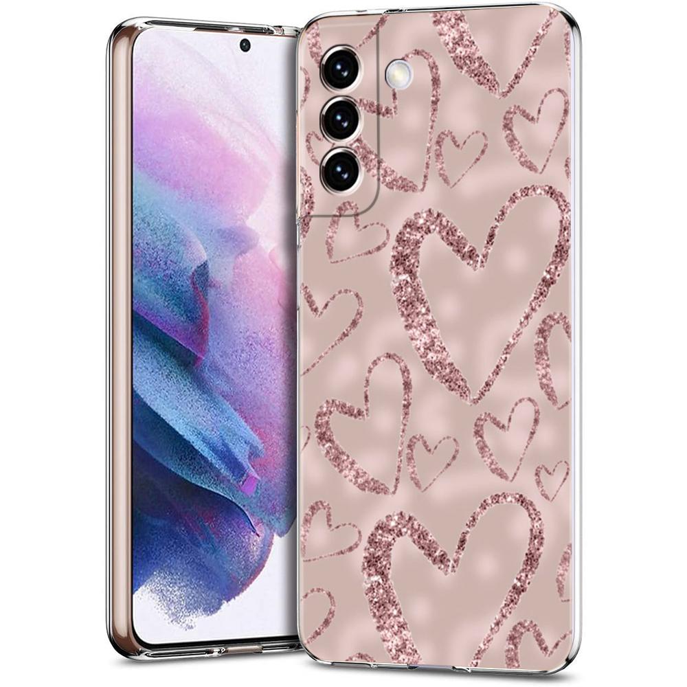 Gold Rose Love Heart Phone Case For Samsung Galaxy S24 Ultra S23 FE S22 S20 S21 5G S10 S9 Plus S10E S8 Soft Silicone Clear Cover