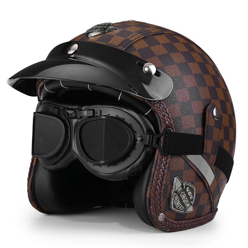 Retro Crown Prince Pedal Motorcycle Helmet Men's and Women's Four Seasons Cycling Motorcycle Electric Car Three-quarters Helmet