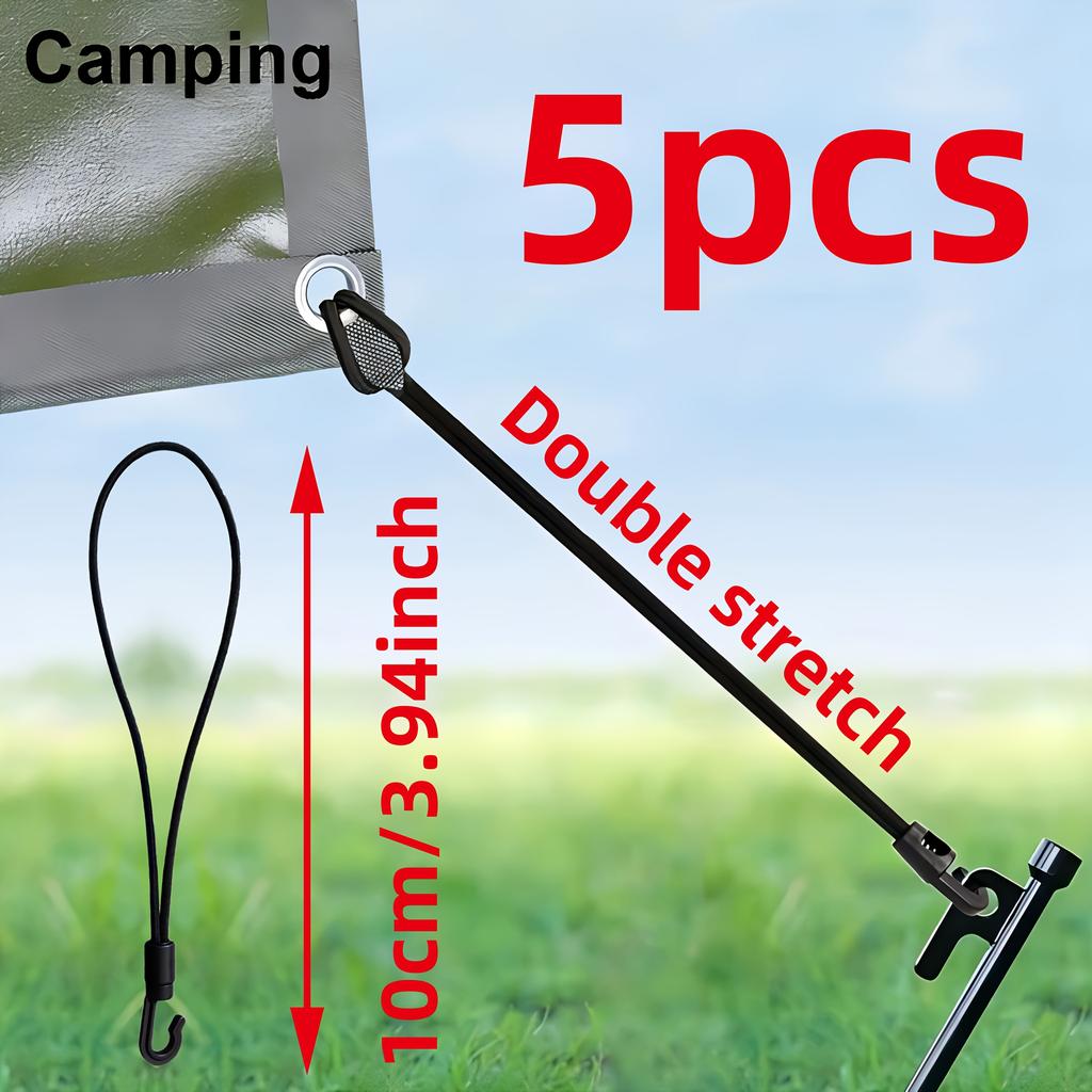 5/10pcs Heavy-Duty Elastic Tie Ties | Secure & Durable Nylon Stretch Straps with Metal Hooks - Corrosion-Resistant Black Straps