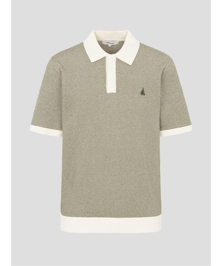 Binpolmen Two-Tone Textured Collar Neck Knit Khaki
