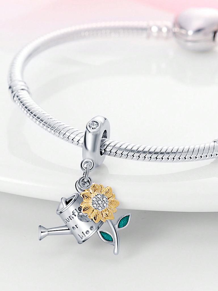 Charms Plata Copper Colors Spring Sunflowers Cherry Blossoms Beads Pendant For Original Bracelet For Women Diy Jewelry Love Gift