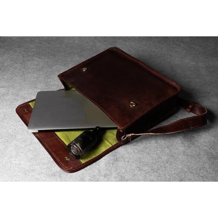 Leather Men's Messenger Shoulder Laptop Under Budget Bag Briefcase Vintage