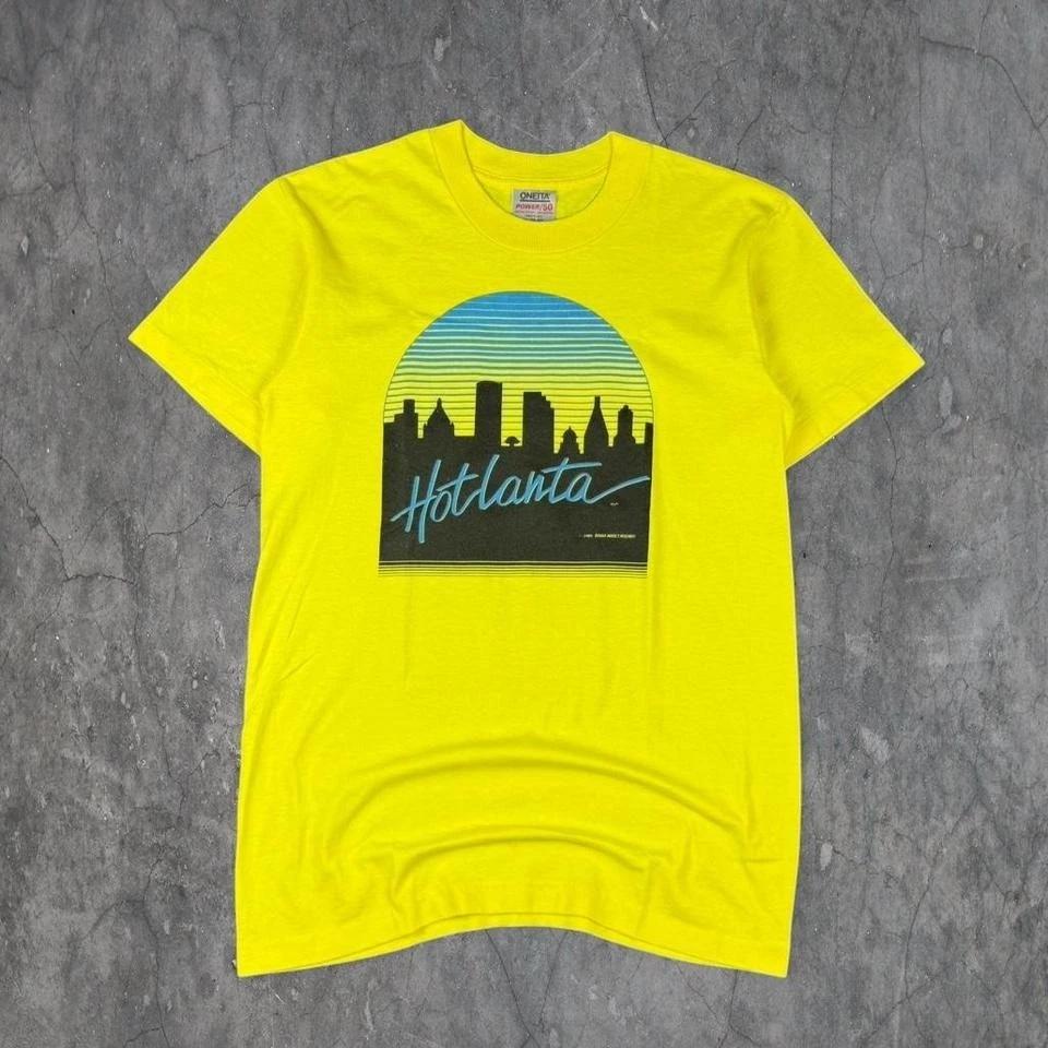 Vintage 1989 HOTLANTA Yellow Mens T-Shirt Sz M 4XL