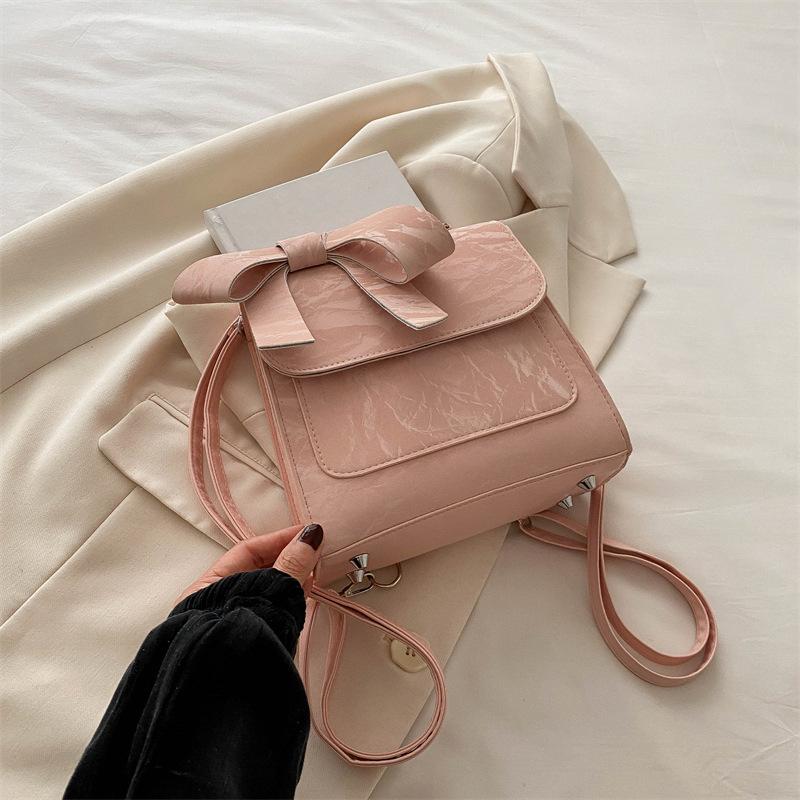 Bow Backpack for Ladies New Trendy Fashion College Style Backpack Simple Handbag Travel Bag