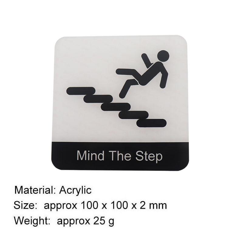 Acrylic Creative Signage Mind The Step Sign Wall Label Sticker Warning Badge for Shopping malls Subway stations Office Schools Residential Corridor