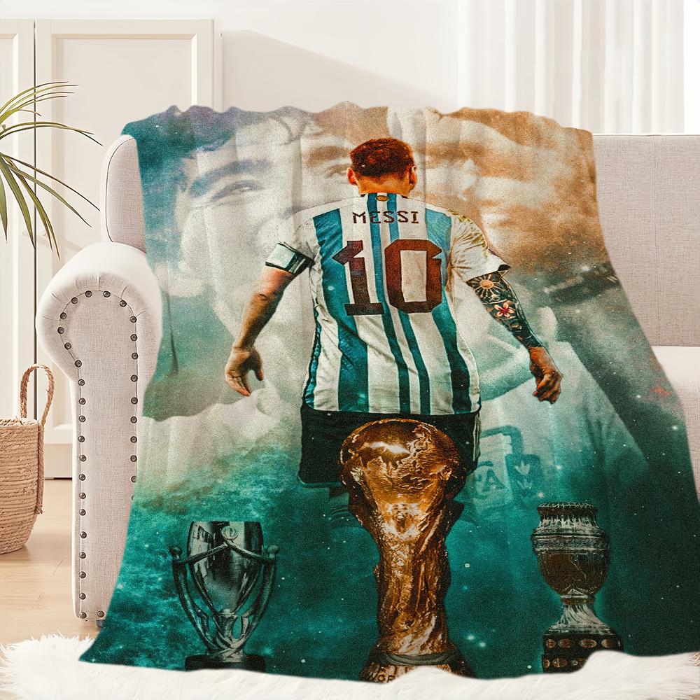 Football Superstar Blanket Plush Nap Sofa rug for Cool-M-Messi-s Living Room Warm Office Bedroom Birthday Home Travel Kid Gifts