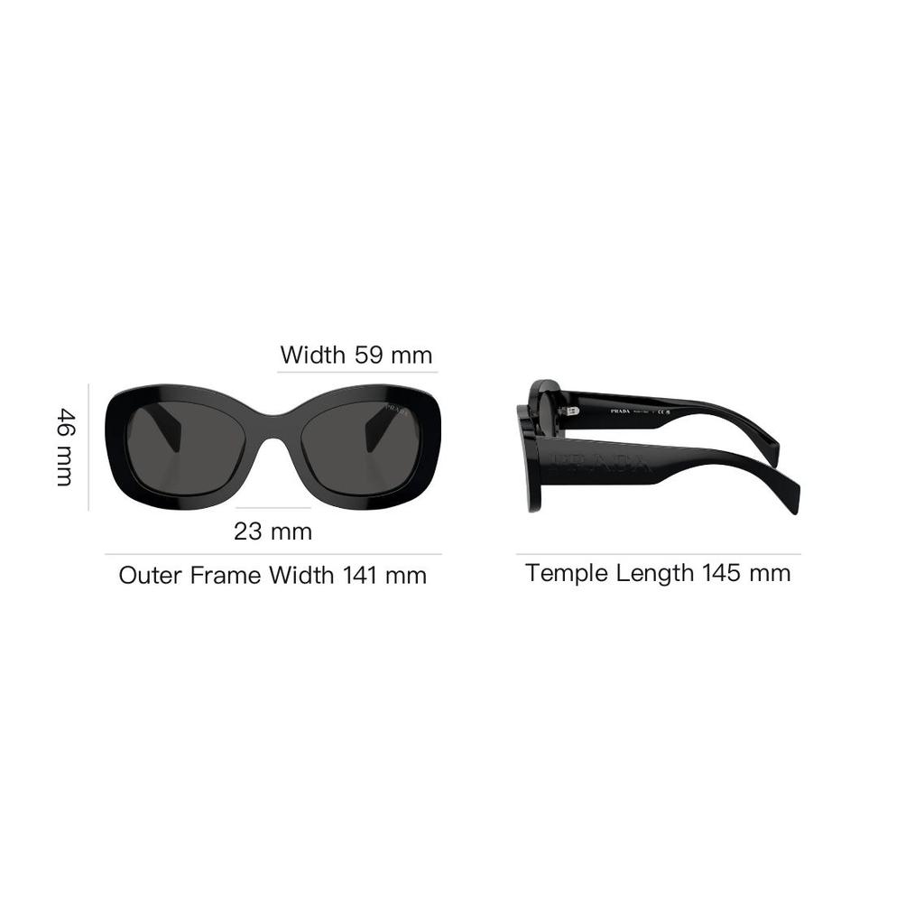 Prada Oval Sunglasses With Logo Acetate Women sunglasses Black PRA13S1AB5S0