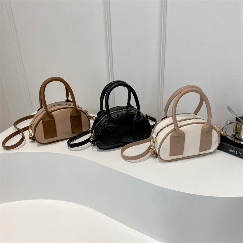 Minimalist Color Block Shoulder Bag With Zipper Closure For Daily Women