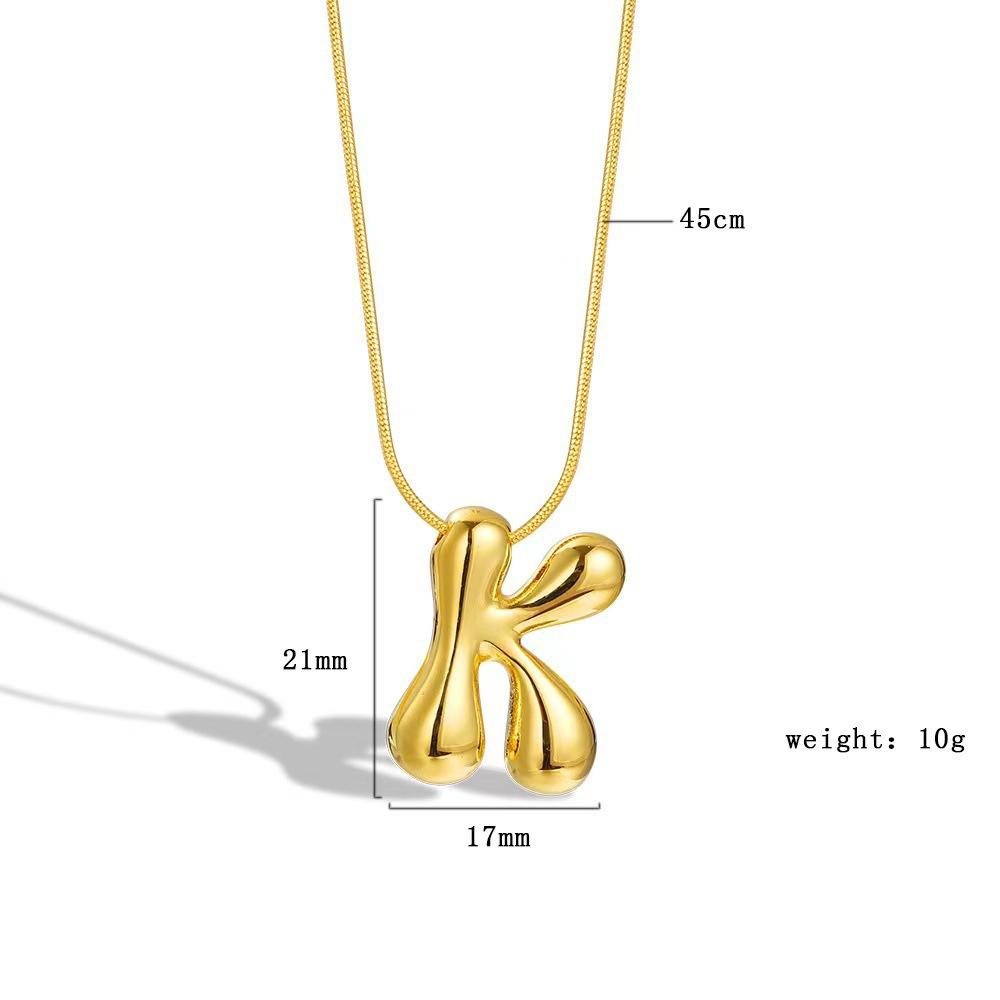 [9.30% off from 10 pieces] Balloon bubble chubby 26-letter necklace bare body simple pendant