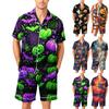 Ensemble Pyjama Homme Manches Courtes Chemise Boutonnée sur le Devant et Short Vêtements de Nuit Doux et Décontractés Léger Confortable Tenue d'Intérieur S-XXXXL