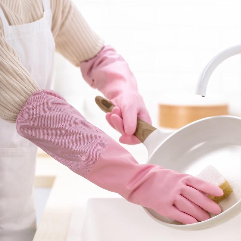 Tea Flower Durable Rubber Household Cleaning Gloves