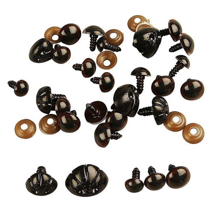 24 Teddy Bear Noses and Eyes - 10-25mm