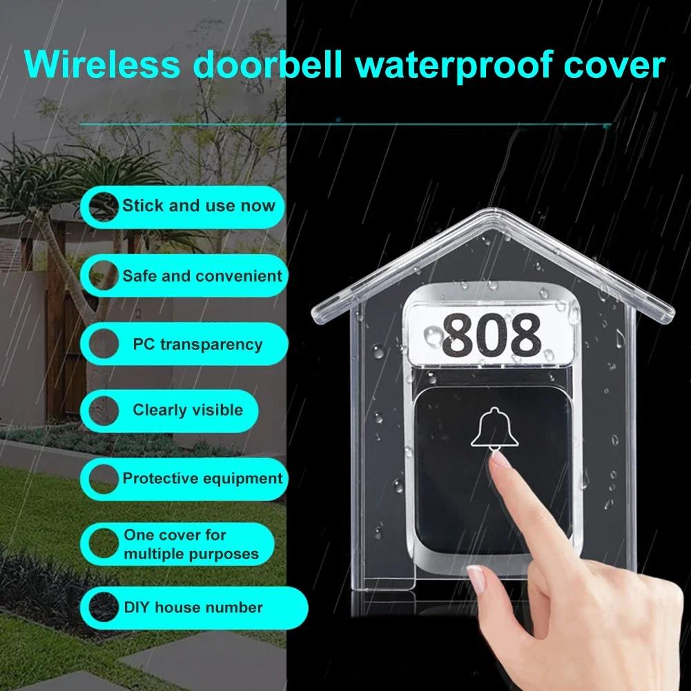 

Doorbell Waterproof Cover Outdoor Doorbell Waterproof Shell Transparent Wireless Doorbell Rain Cover Protective Box CHINA