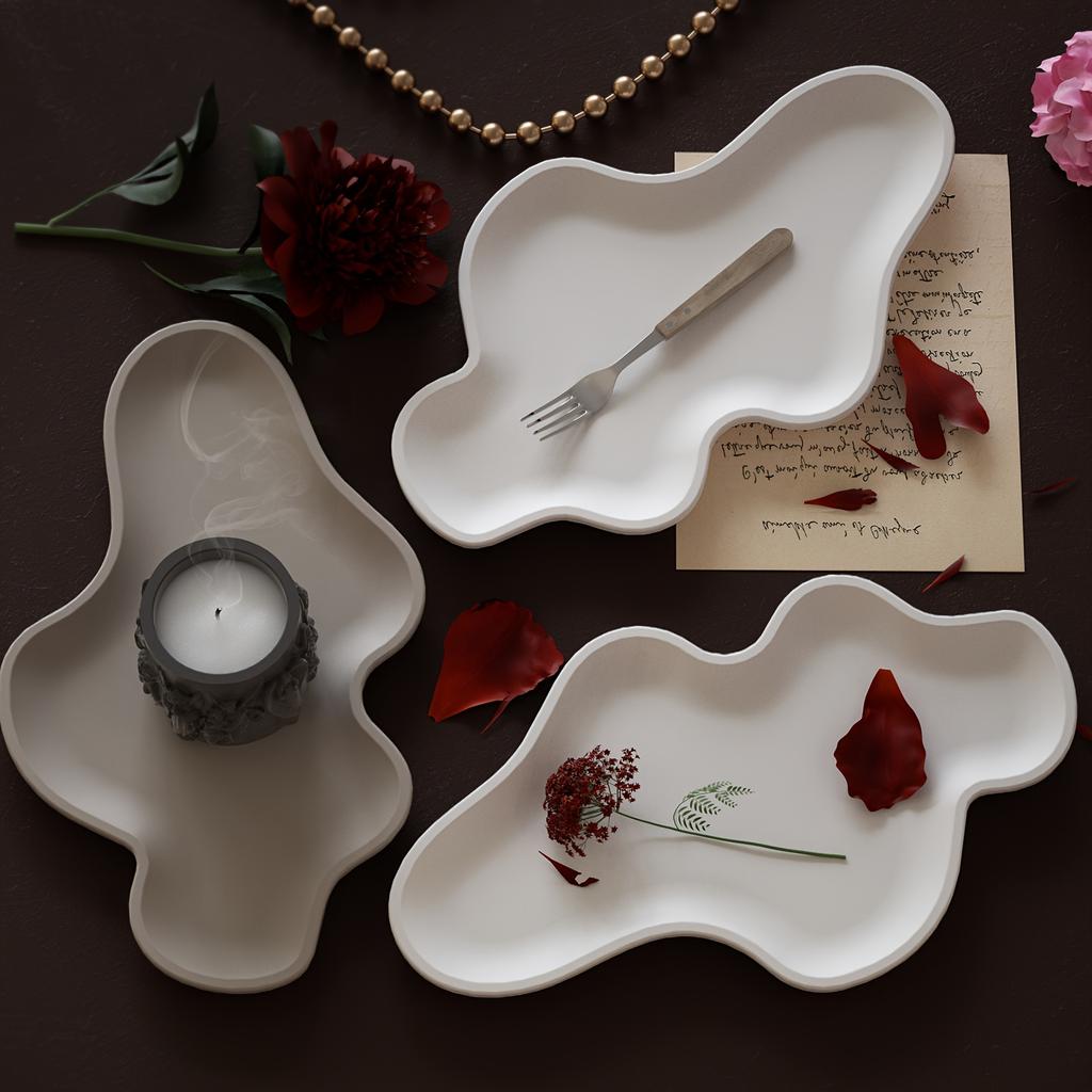 Cloud Shape Irregular Tray Creative Storage Container for Jewelry Home Decor Candle Holder Other Shapes Holiday Gift Tray