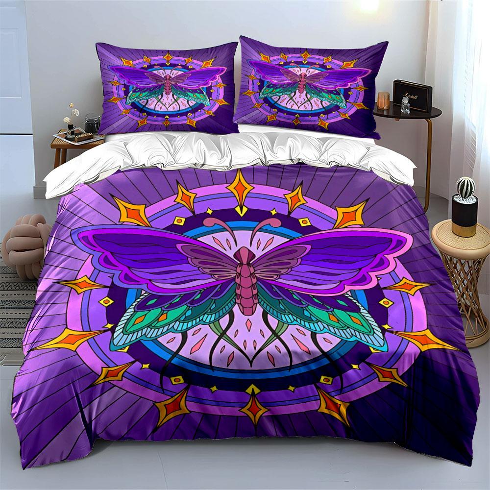 Butterfly Mandala Art Decor Set Soft Skin-Friendly Bedding Set Includes 1 Duvet Cover And 2 Pillowcase Gift