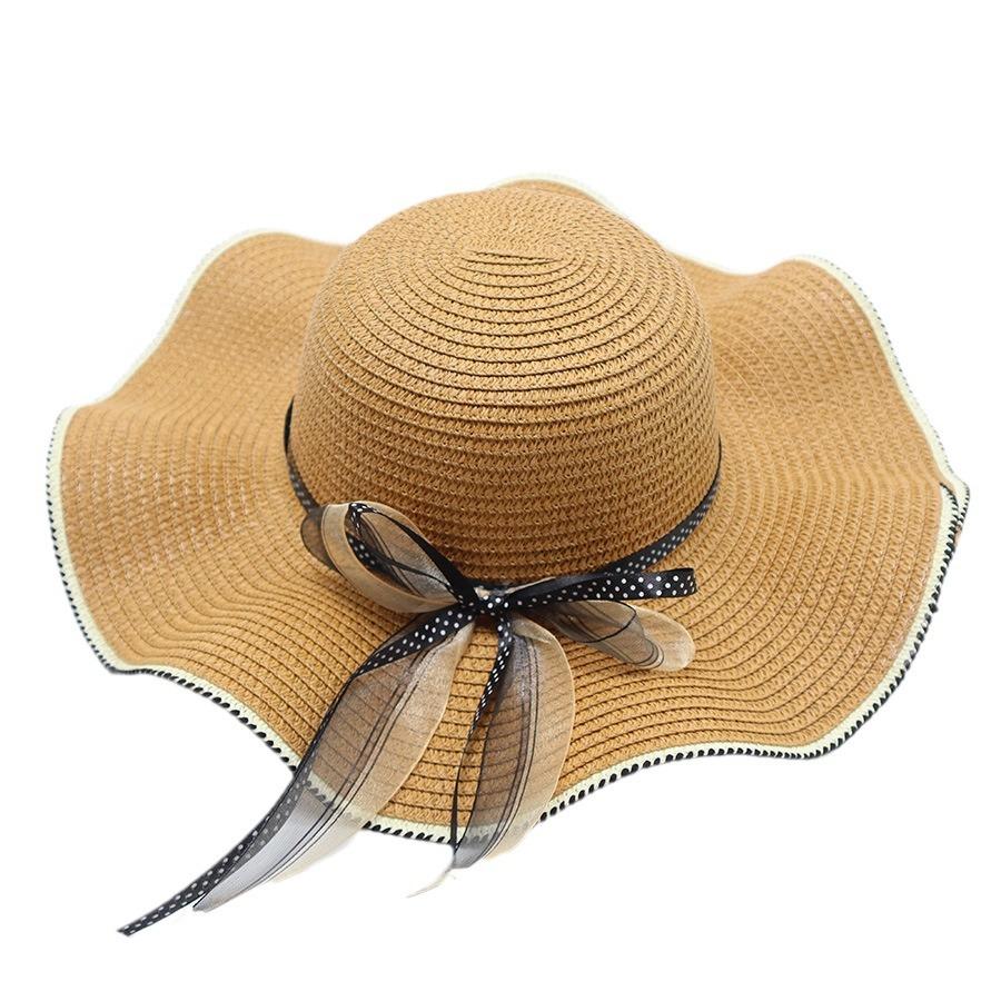 Pălărie de Paie de Vară pentru Femei cu Boruri Largi pentru Protecție Solară și Umbră Pălărie de Plajă Bor Mare Vacanță Călătorie Pălărie de Soare
