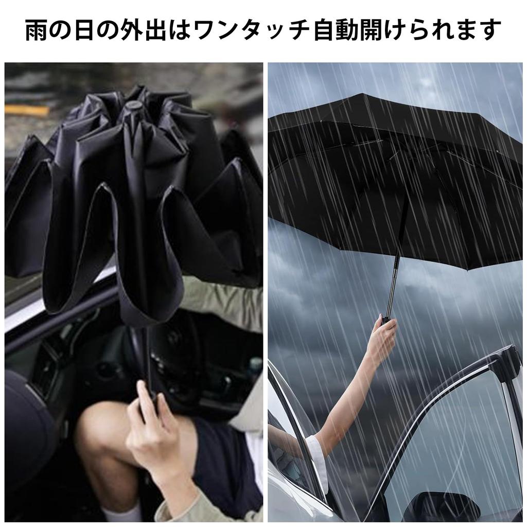 Folding Umbrella with Automatic and Sun and Rain 8 Rainy Season Typhoon and Heavy Rain Large UV Full Light Perfect for School and Commuting One-Touch