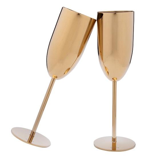 Wine Glass 2 Piece Gold, 350ml Wine Goblet Champagne Glasses for Party, Home, and Restaurant Perfect for Juice, Champagne